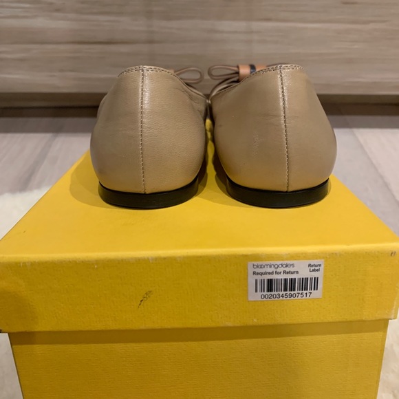 Fendi bow round toe capped nude black flats 38 - Picture 5 of 10